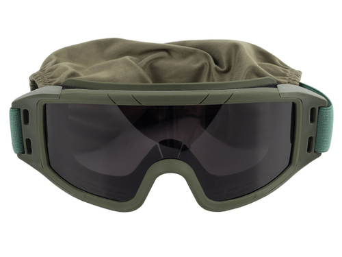 Маска стрелковая ShotTime Puma, защитная, зелёная, линза серая