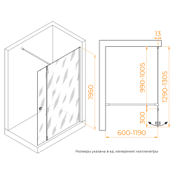Душевая перегородка RGW WA-054B (WA-010B + Z-072B) (Прозрачное, 1000)