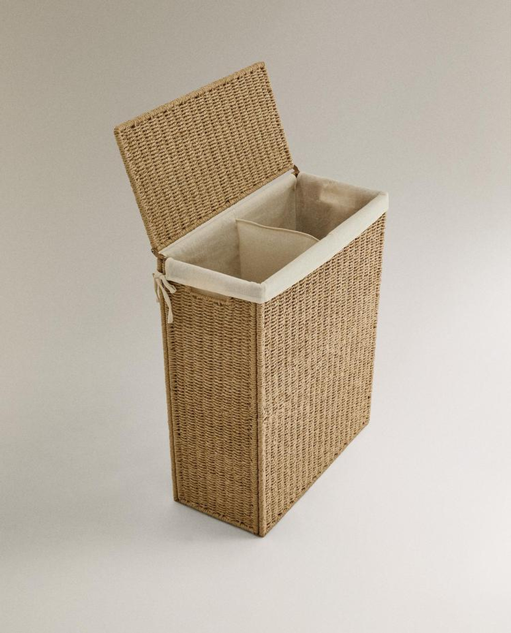 ZARA HOME КОРЗИНА ДЛЯ БЕЛЬЯ С КРЫШКОЙ И РУЧКАМИ, СВЕТЛО-БЕЖЕВЫЙ