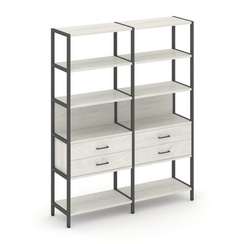 Shelf System Двухсекционный стеллаж пятиярусный с ящиками SN.STM-522 Дуб Наварра/Металл Антрацит 159