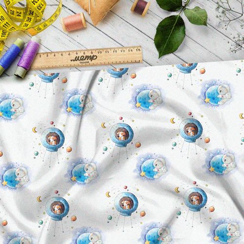 Ткань сатин космонавты и собаки