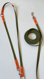 Перестёжка поводок для собак , биотан 3 м , 15 мм. Хаки и оранжевый.