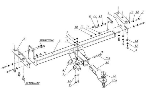 Фаркоп Бизон на Nissan Navara FA 0491-E (D40, с 2005 по 2015 г.в.) (паспорт и сертификат в комплекте)(без электрики)
