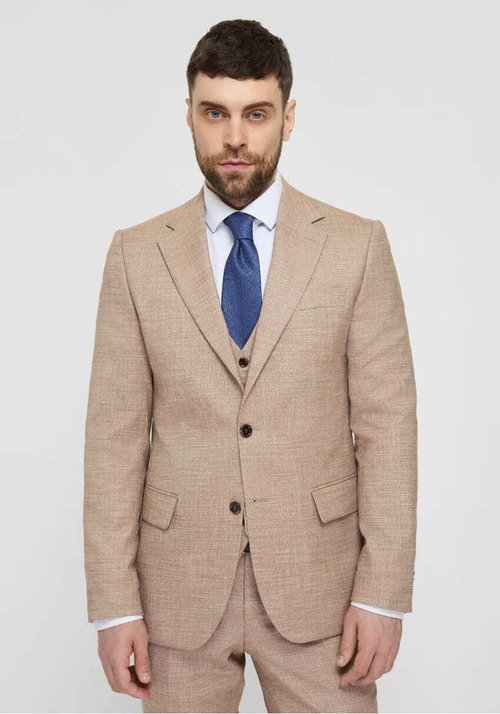 Мужской классический костюм тройка (песочный) В5