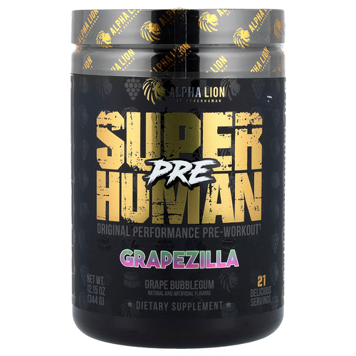ALPHA LION, SuperHuman Pre, виноград, виноградная жвачка, 344 г (12,15 унции)