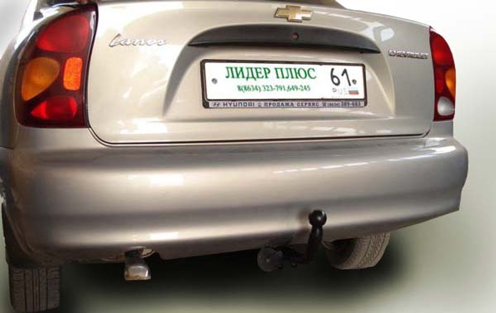 Фаркоп(прицепное) Лидер-Плюс для CHEVROLET LANOS/ DAEWOO LANOS, SENS (KLAT) (седан) 1997/5 - ....(паспорт и сертификат в комплекте)(без электрики)C201-A