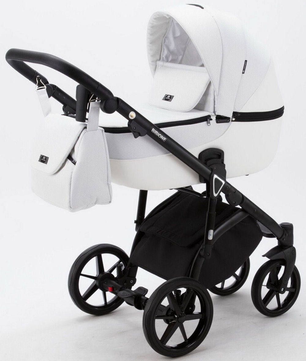 Детская коляска Adamex Bibione 2 в 1 BI-PS76 (БЕЛАЯ РОГОЖКА+БЕЛ.КОЖА)