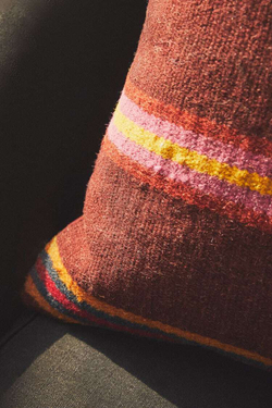 ZARA HOME ЧЕХОЛ НА ПОДУШКУ ИЗ ШЕРСТИ В ПОЛОСКУ, ТЕМНО-КАШТАНОВЫЙ