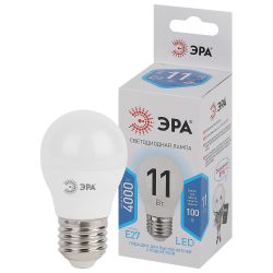 Лампа светодиодная ЭРА STD LED P45-11W-840-E27 E27 / Е27 11Вт шар нейтральный белый свет | Лампы cветодиодные Шар (G/P)
