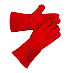 Краги G340, сварщика, спилковые, пятипалые, красные