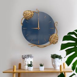 Часы настенные Monstera Deliciosa (Монстера) Колор Королевский синий Амбер