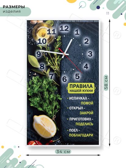 Настенные часы-постер "Правила нашей кухни"