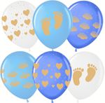 Шар (12''/30 см) Новорожденный (сердца и облака), Ассорти, кристалл, 5 ст, 25 шт.