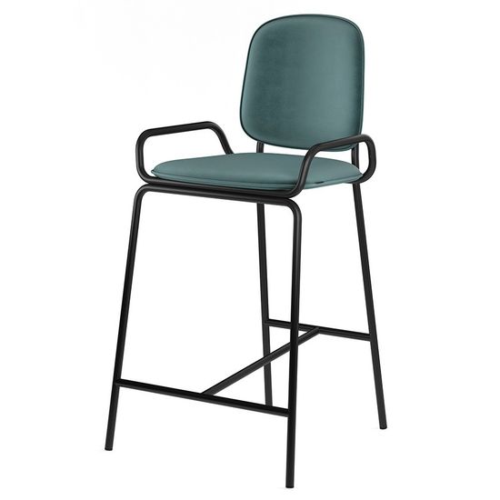 Стул полубарный ror, 2 frame, велюр, черный/зеленый