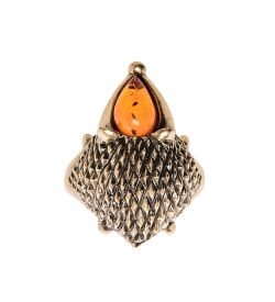 AM-2523 Кольцо «Ежик» (латунь, янтарь)