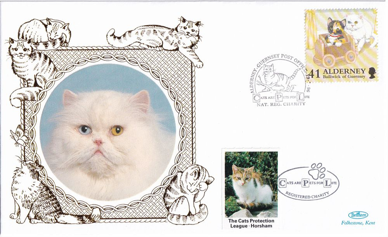 Конверт Первого дня Острова Олдерни от 19 июля 1996 года с маркой и спецгашением