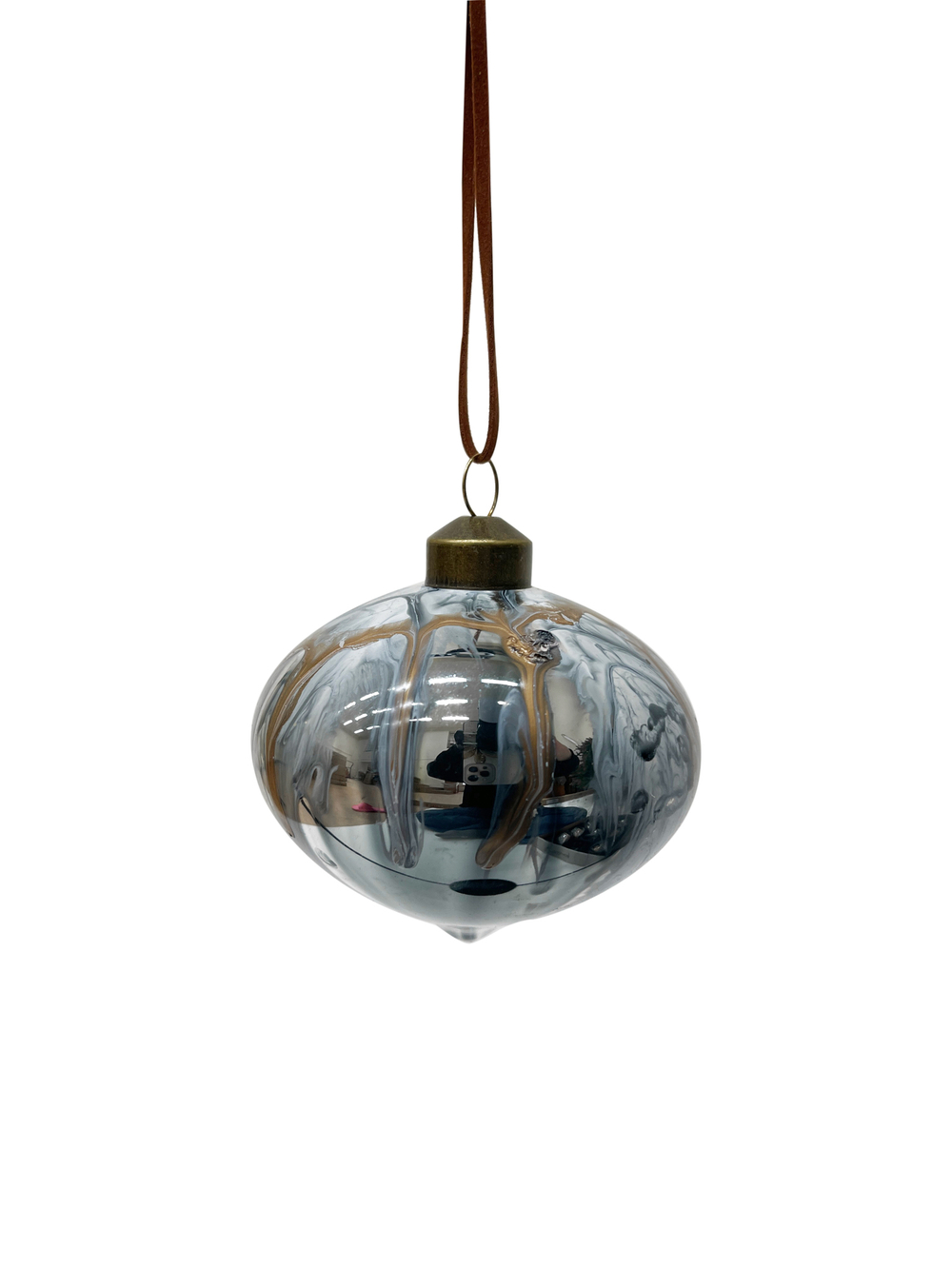 Набор елочных игрушек 8см 9шт ChristmasDeLuxe темно-серый с разводами