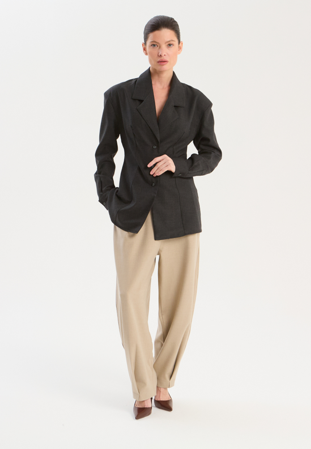 Рубашка жакетного типа из смесовой шерсти