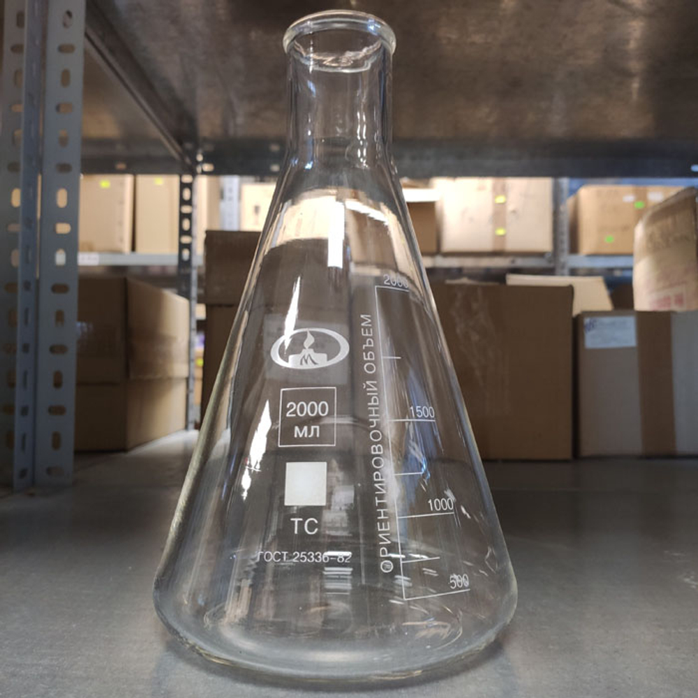 Колба коническая, ТС,2000 мл d=50мм(с дел.), КН-2-2000-50, (10000831), шт.