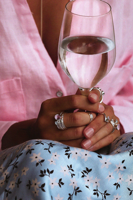 Кольцо «Мозаик» с овальным розовым цирконом и сердечком голубой топаз