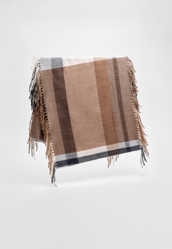 STRADIVARIUS Клетчатый шарф с бахромой, черный