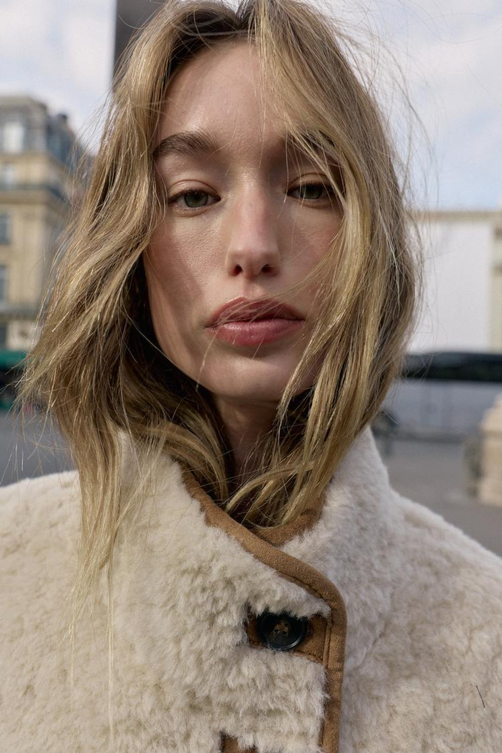 ZARA ДВУСТОРОННЯЯ КУРТКА-ДУБЛЕНКА, РЫЖЕВАТО-КОРИЧНЕВЫЙ