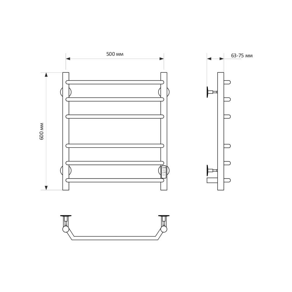 Полотенцесушитель MIXLINE MIRA  60х50 (таймер, 268 Вт, 6 перекладин) электрический БЕЛЫЙ
