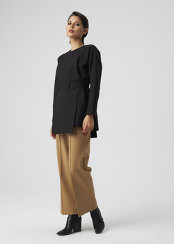 BLOUSE WITH A BELT | M | BLACK