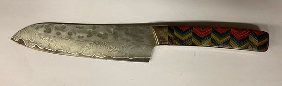 Кухонный нож Santa Fe SF/DKD38HM с клинком из стали Damascus, рукоять дерево