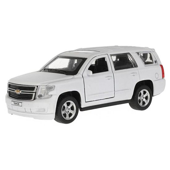 Машина металл CHEVROLET TAHOE МАТОВЫЙ 12 см, двери, багаж, инер, белый, кор. Технопарк