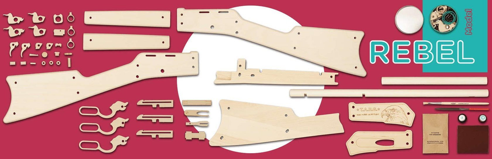 Винчестер Rebel от TARG - деревянный конструктор, сборная модель, 3d пазл