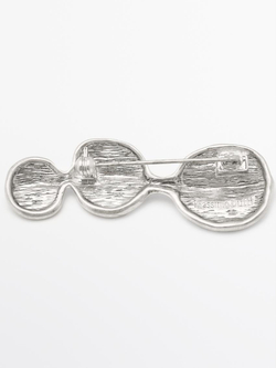 Massimo Dutti Брошь с деталями «Листья», серебряный