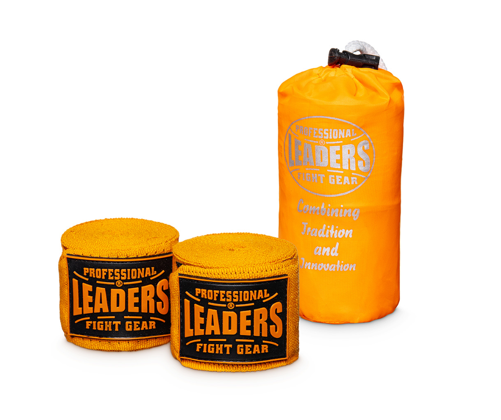 Бинты боксерские LEADERS PRO 84/16  (84% PV/16% нейлон, оранжевый)