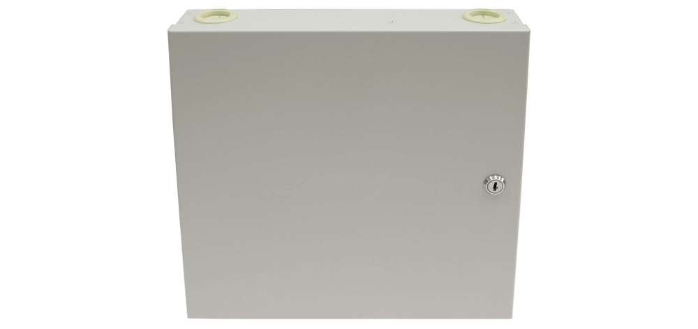 Кросс оптический настенный с дверцей, с замком TELCORD КН-24/32 32-ST/MM-32-ST/UPC-MM50(OM4)-1-КУ-GY