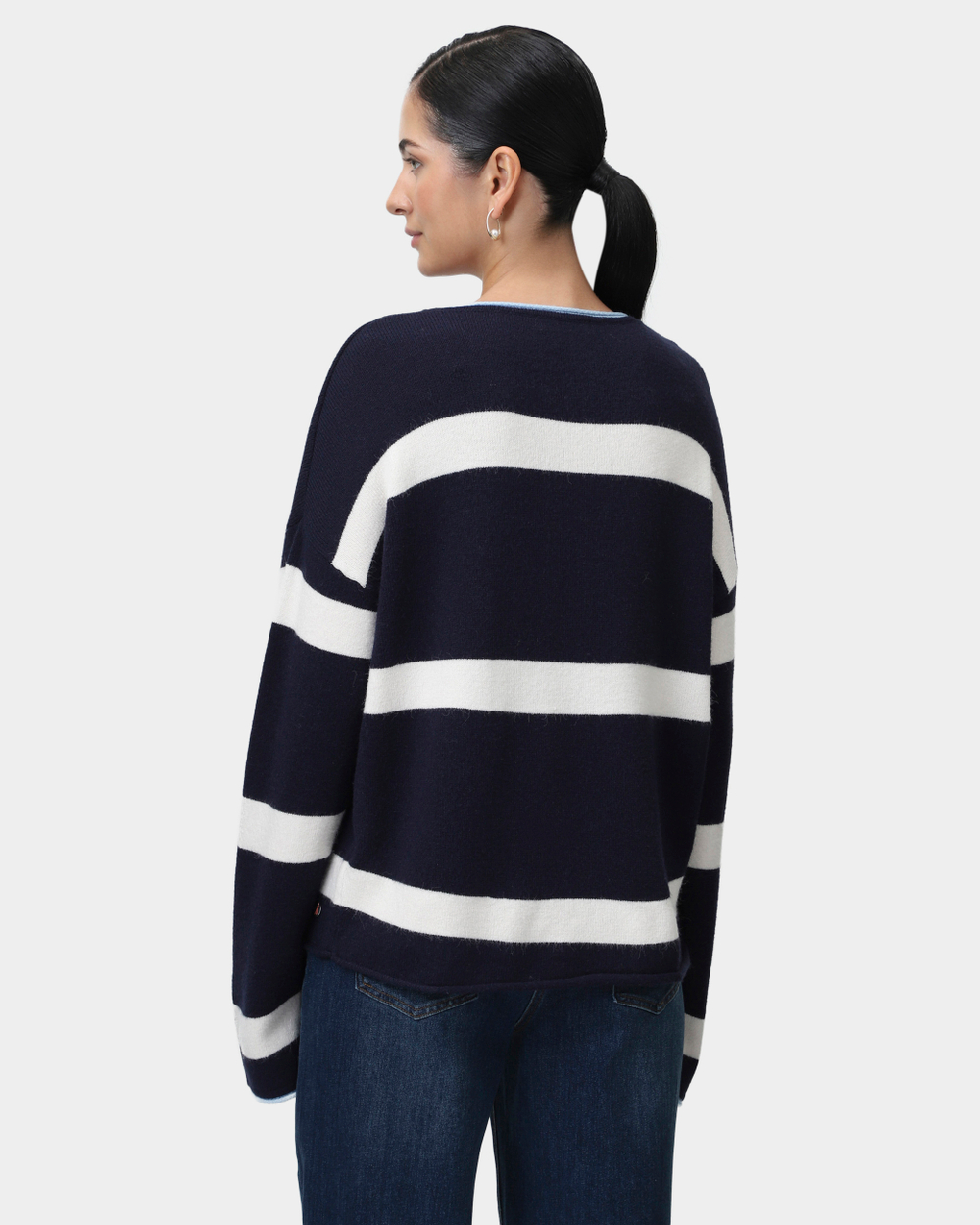 Джемпер оверсайз жен. Frieda Freddies 4321 синий белые полоски