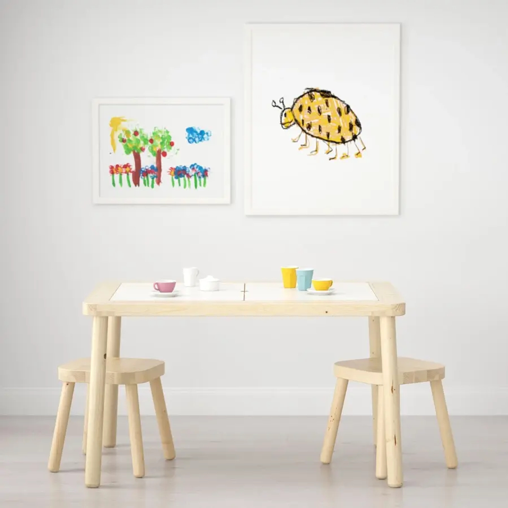 Стол детский - IKEA FLISAT/ФЛИСАТ ИКЕА, 83x58 см, под беленый дуб
