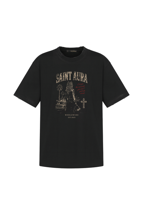 Футболка чёрная с принтом SAINT AURA