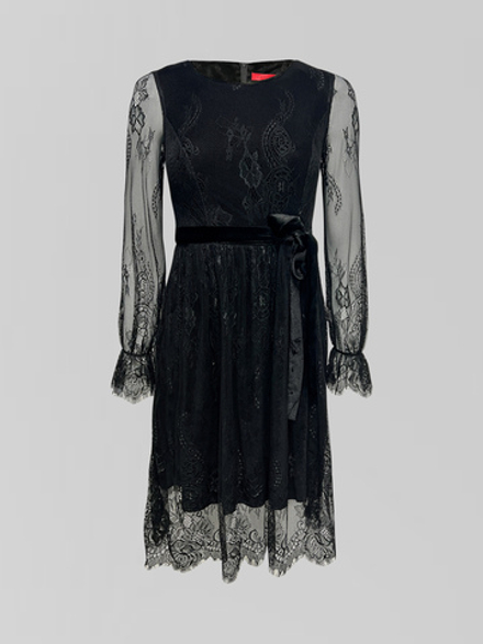 Платье Pantera 1124 кружевное с бархатным поясом на талии