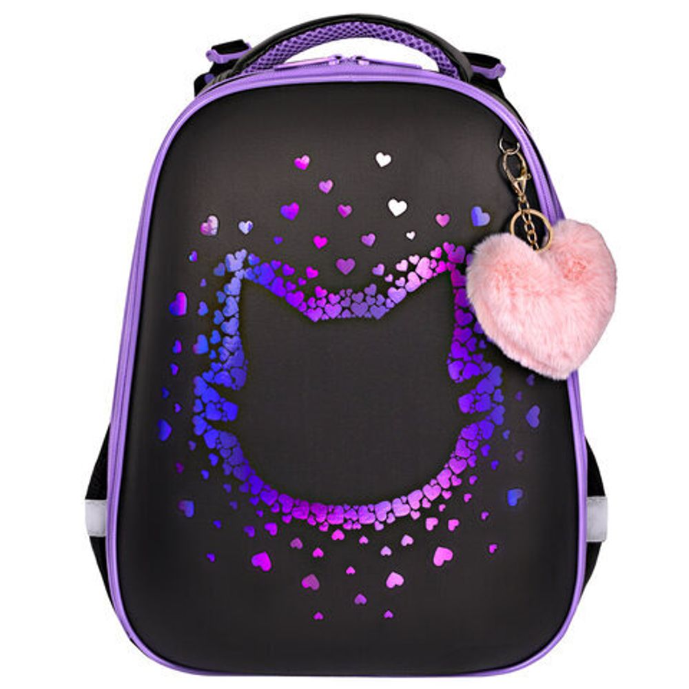 Ранец BRAUBERG SHINY, 2 отделения, с брелком, Pretty face, 38х28х14 см, 273142