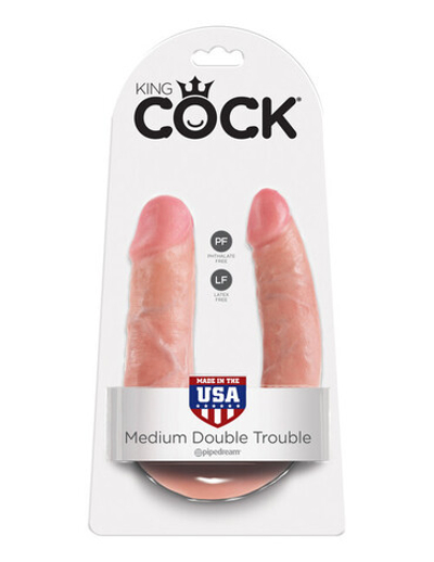 Средний двусторонний гибкий фаллос Medium Double Trouble (Цвет: телесный)
