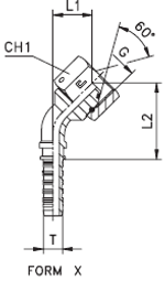 Фитинг DN 10 BSP (Г) 1/2 (45)  (штифтованная гайка) (o-ring)