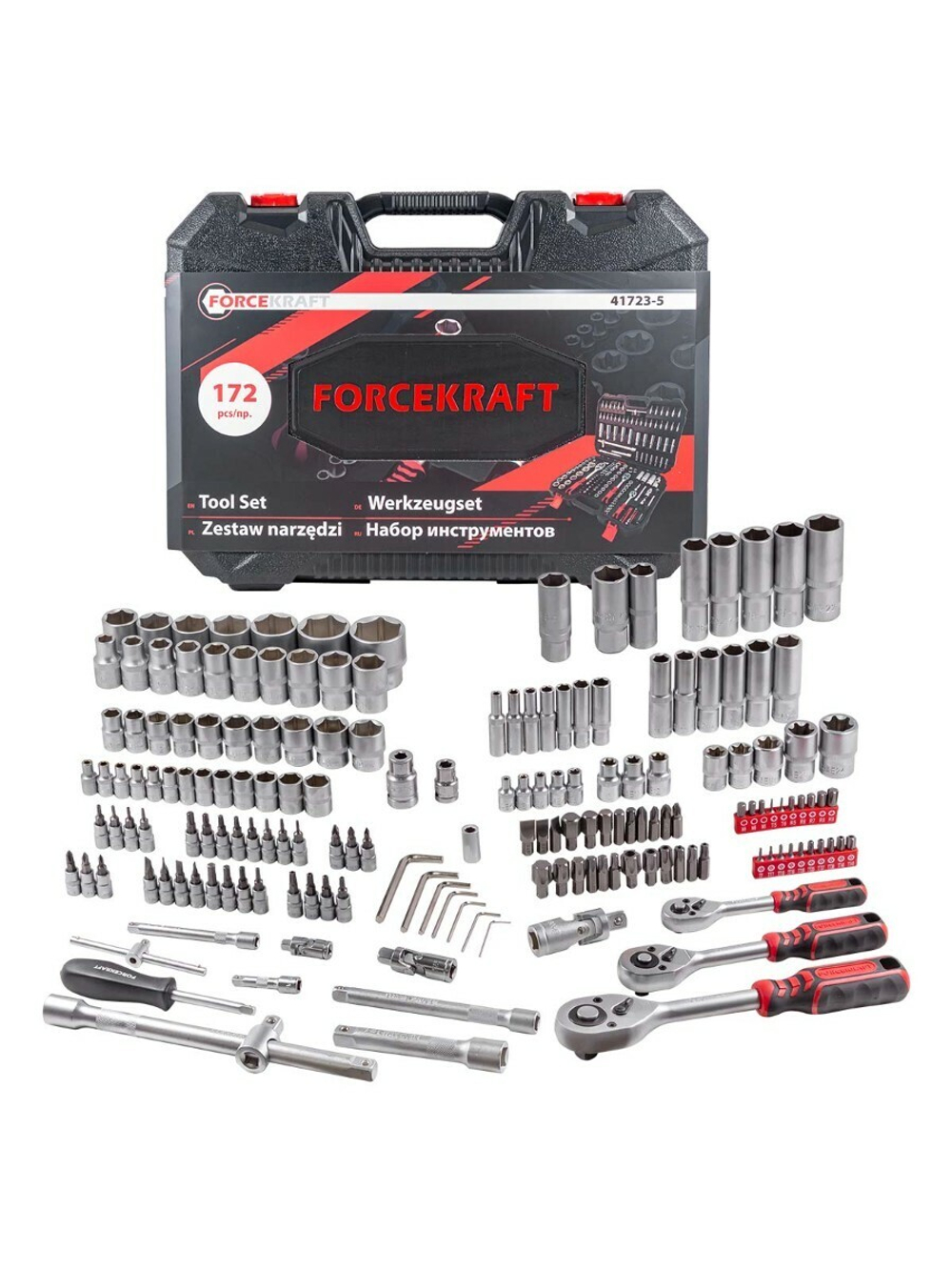 Набор инструментов 172пр. 1/4'', 3/8'', 1/2''(6гр.)(4-32мм) FORCEKRAFT FK-41723-5