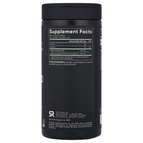 Sports Research, Льняное масло, 200 мягких таблеток