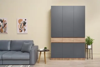 Шкаф 3-х створчатый Роджина дуб крафт / графит