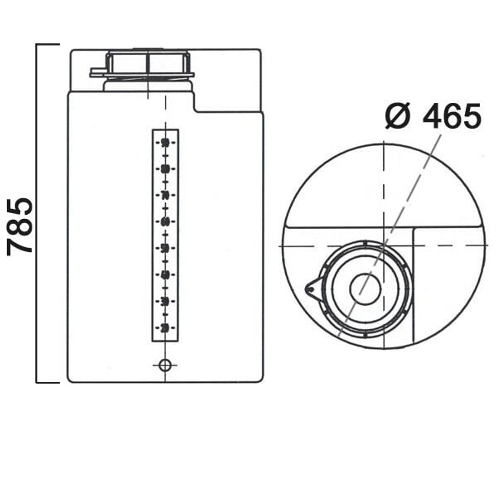 Дозировочный контейнер со сливом Анион 100 л. вертикальный (465x465x785см;белый) - арт.559448