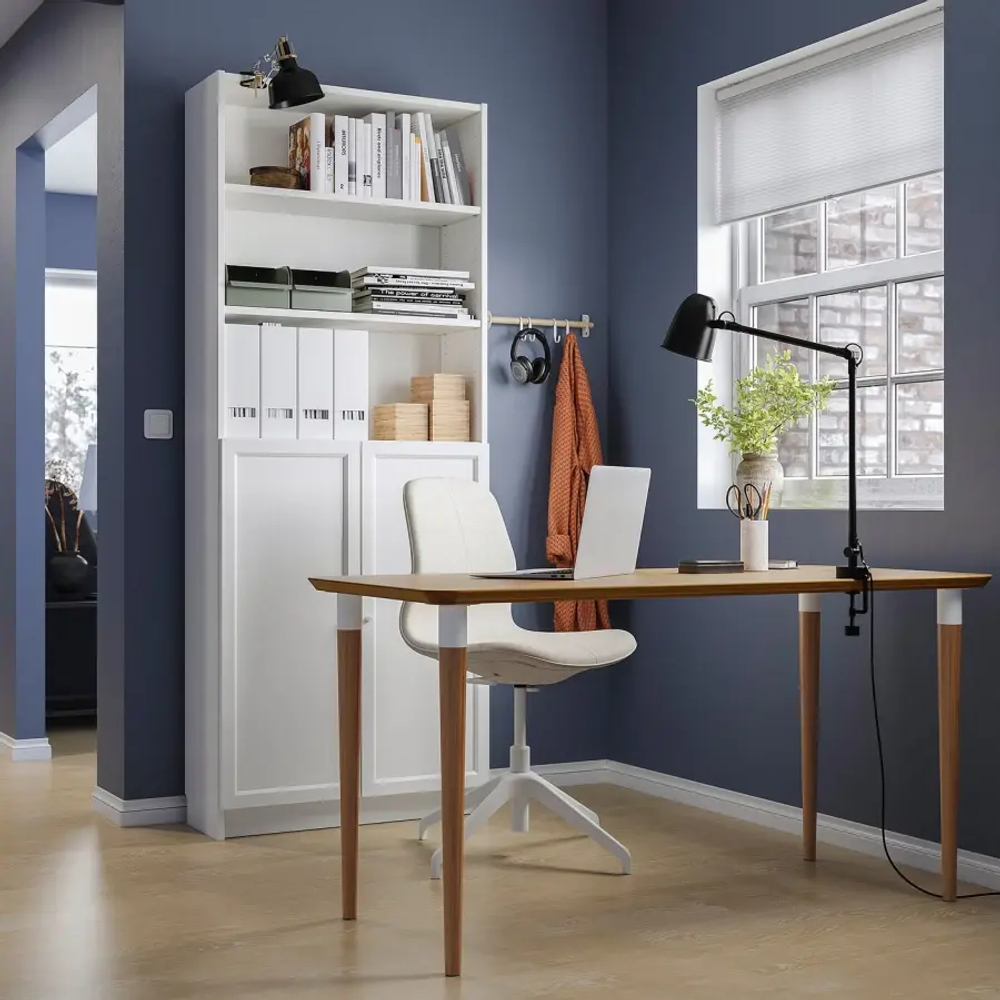 Письменный стол - IKEA ANFALLARE/HILVER, 140х65 см, бамбук/белый, АНФАЛЛАРЕ/ХИЛВЕР ИКЕА