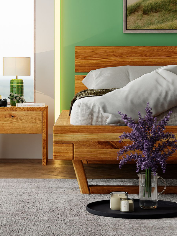 Кровать 160х200, BE, двуспальная, из дерева дуба, парящая, Dipriz