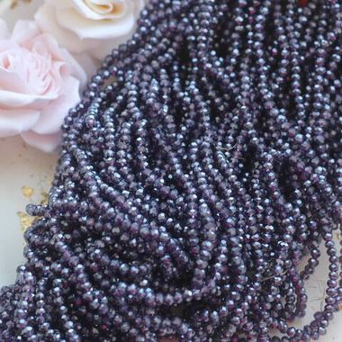 Хрусталь гранёный (стекло) рондель, фиолетовый 4*3 мм, 1 нить, С231