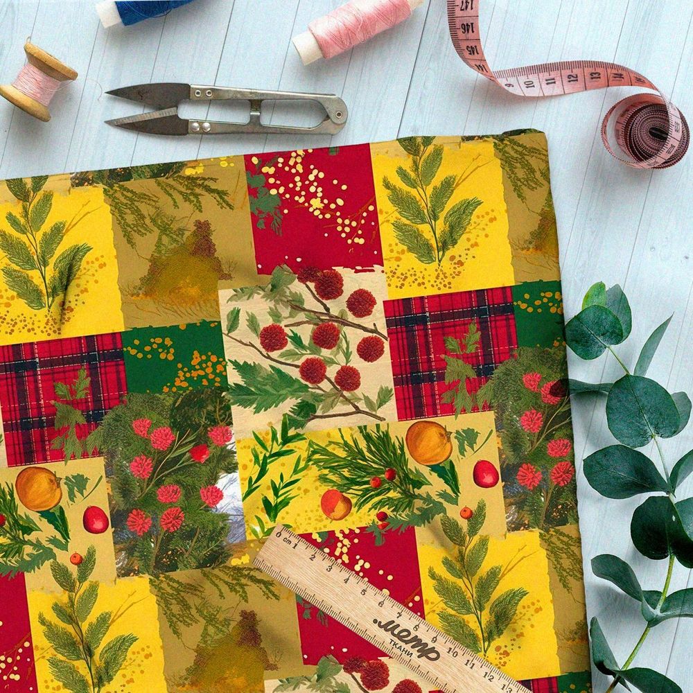 Ткань премиум бифлекс калейдоскоп сезонов