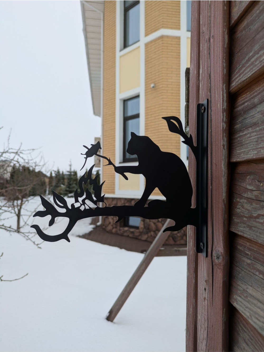 Кронштейн для кашпо Кошка жарит мышку, кашпо подвесное, держатель для цветов